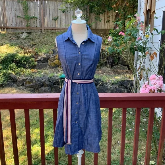 Tommy Hilfiger | Dresses | Tommy Hilfiger Denim Blue Midi Dress With  Multicolor Belt | Poshmark